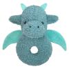 Doindute Baby Dragon Soft Rattle Toy, Plush Dinosaur Infant Shaker Rattle Easy-Grasp Stuffed Animal Toy, Gifts for Newborns Babies Toddlers Boys Girls, Cyan, 6 Inches view 1