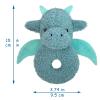 Doindute Baby Dragon Soft Rattle Toy, Plush Dinosaur Infant Shaker Rattle Easy-Grasp Stuffed Animal Toy, Gifts for Newborns Babies Toddlers Boys Girls, Cyan, 6 Inches view 2
