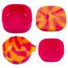 LunchBots Silicone Bowl for Kids, Stackable Nesting Bowl Set of 3 with Lid, Portable Travel Bowls, Dishwasher Safe, 9/18/33 oz (Pink Swirl) view 2