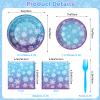 100 Pcs Frozen Plates and Napkins Sets - Snowflake Round Tableware, Disposable Winter Paper Dessert Plates and Napkins Forks for Christmas Winter Wonderland Party Supplies Table Decor, Serves 25 view 3