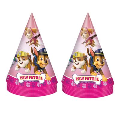 Unique Paw Patrol Girl Party Hats 16 Party Hats with Celebrate With Me Sticker | Kids Birthday Party Supplies