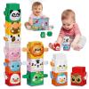 12 PCS Stacking Toys Set for Toddlers 18+ Months 1 2 3 4 Years Old Boys Girls Preschool Pressable Animals Stacking Blocks Sensory Toys with Cute Expressions Fun Easter Birthday Gifts for Kids view 1