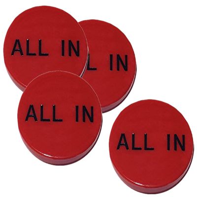 Cyber-Deals Texas Hold'em Poker 2'' All in Button(s), Double Sided Red wth Black Lettering (4pc)
