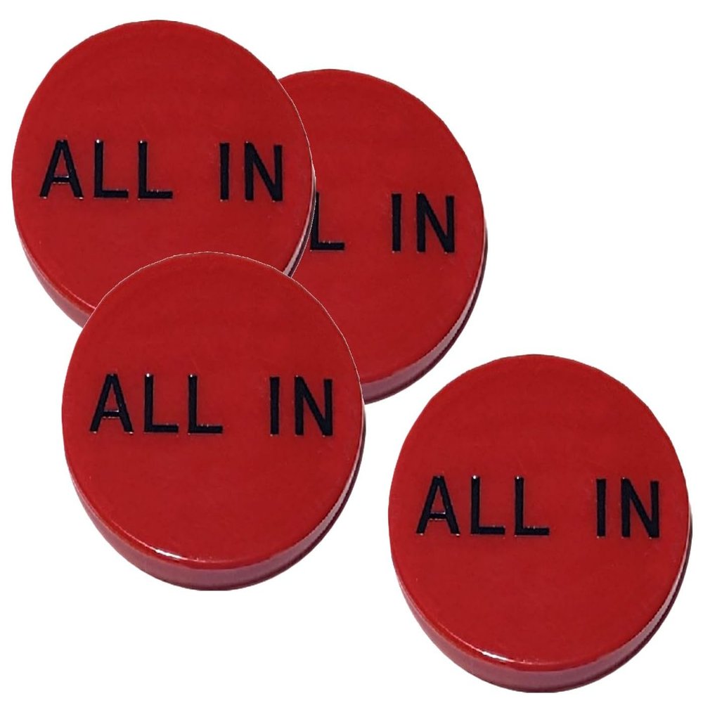 Cyber-Deals Texas Hold'em Poker 2'' All in Button(s), Double Sided Red wth Black Lettering (4pc)