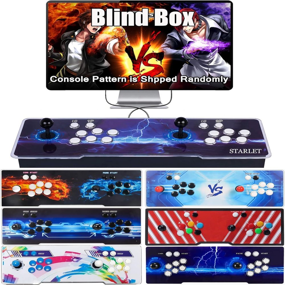 20000 Games in 1 3D Pandora Box Arcade Game Console for TV, 1280x720 Full HD Plug and Play Video Games, Search Hide Save Load Pause Games, Up to 4 Players (Blind Box, Pattern Shipped Randomly)