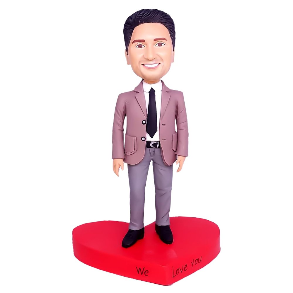 Custom Bobbleheads, Personalized Figurine, Smiling Man in Suit and Tie for Private Collectibles, Handmade Personalized Sculpture, Gift for Men