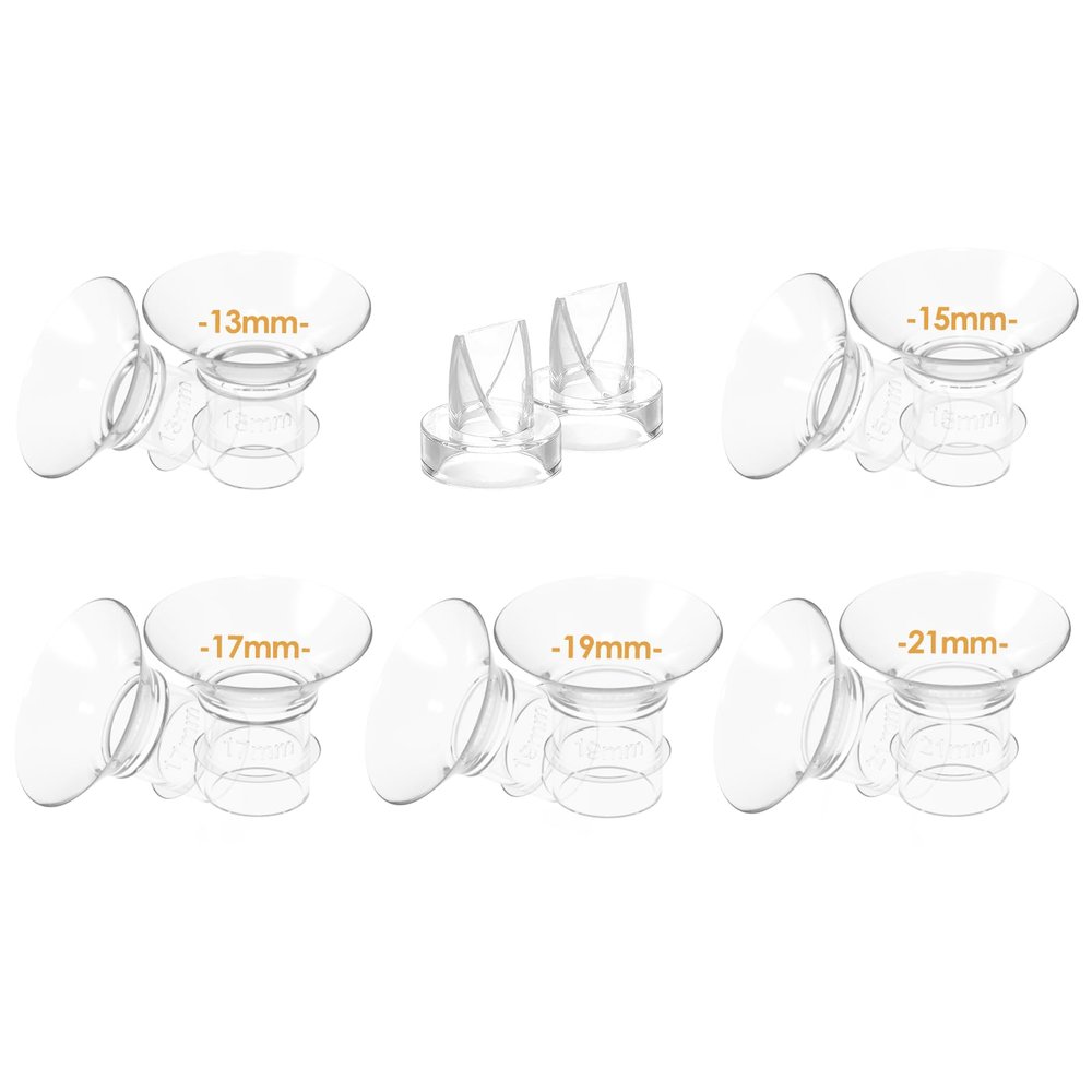 10PCS Flange Inserts 13/15/17/19/21mm for 24mm Flange/Shield of Most Pumps, Breast Pump Accessories Compatible with S9/S9pro/S12/S12pro, Including Extra 2-Pack Duckbill Valve
