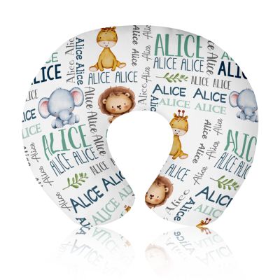 Baby Nursing Pillow Cover - Personalized Name Breastfeeding Pillow Cover with Lion Pattern, Stretchy Removable U-Shaped for New Moms, Soft Breathable Slipcover for Infant Boys Girls