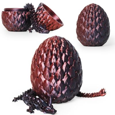 AUMEILLER 3D Printed Dragon, Beautiful Crystal Dragon Egg, Dragon Eggs with Dragon Inside,Dragon Toy Gift for Kids(Black Red)