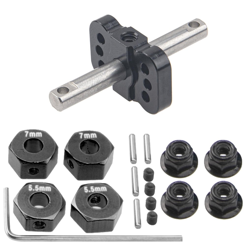 12mm Hex Wheel Hubs Hex Adapter & Flanged Lock Nuts & RC Differential Locker Spool Diff. Case Mount