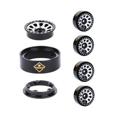 FEDCO SCX24 Wheels 1.0 Beadlock Wheels 2 MM Negative Offset with Brass Counterweight Ring for Axial SCX24 Gladiator Deadbolt C10 JLU Bronco AX24 Upgrades 1/24 RC Crawler