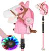 UEGHNS Handcrafted Plush Hobby Horse Sticks,Horse Riding Stick for Girls 30-50" Adjustable Height with Flashing Wheels & Realistic Neigh Sounds Birthday Gift Riding Pretend Play Toy Ages 4+ view 1