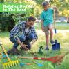 Demolike Kids Gardening Tools Set, Gardening Set for Kids, Outdoor Backyard Farm Digging Toys with Wheelbarrow Shovel, Rake, Trowel, Fork, Birthday Gifts for Boys Girls Age 3+ view 2