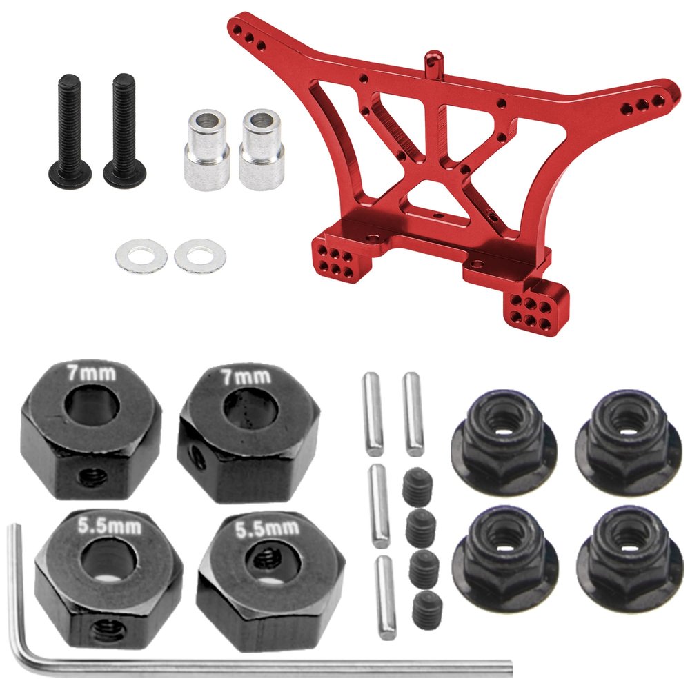 Aluminum 12mm Hex Wheel Hubs Hex Adapter & Flanged Lock Nuts & Aluminum Alloy Rear Shock Tower Mounts Replacement 3638