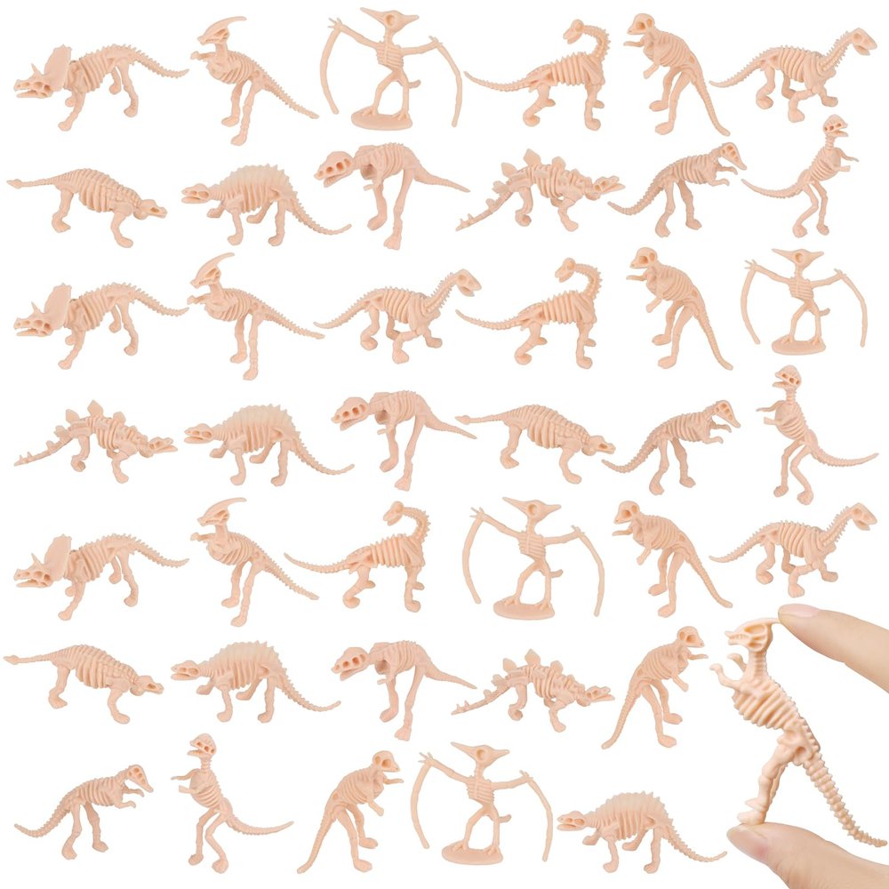 FOIMAS 60 Pack Dinosaur Fossil Skeletons Figurine Plastic Figures Dinosaur Skeleton for Dino Sand Dig Science Party Favor Decoration