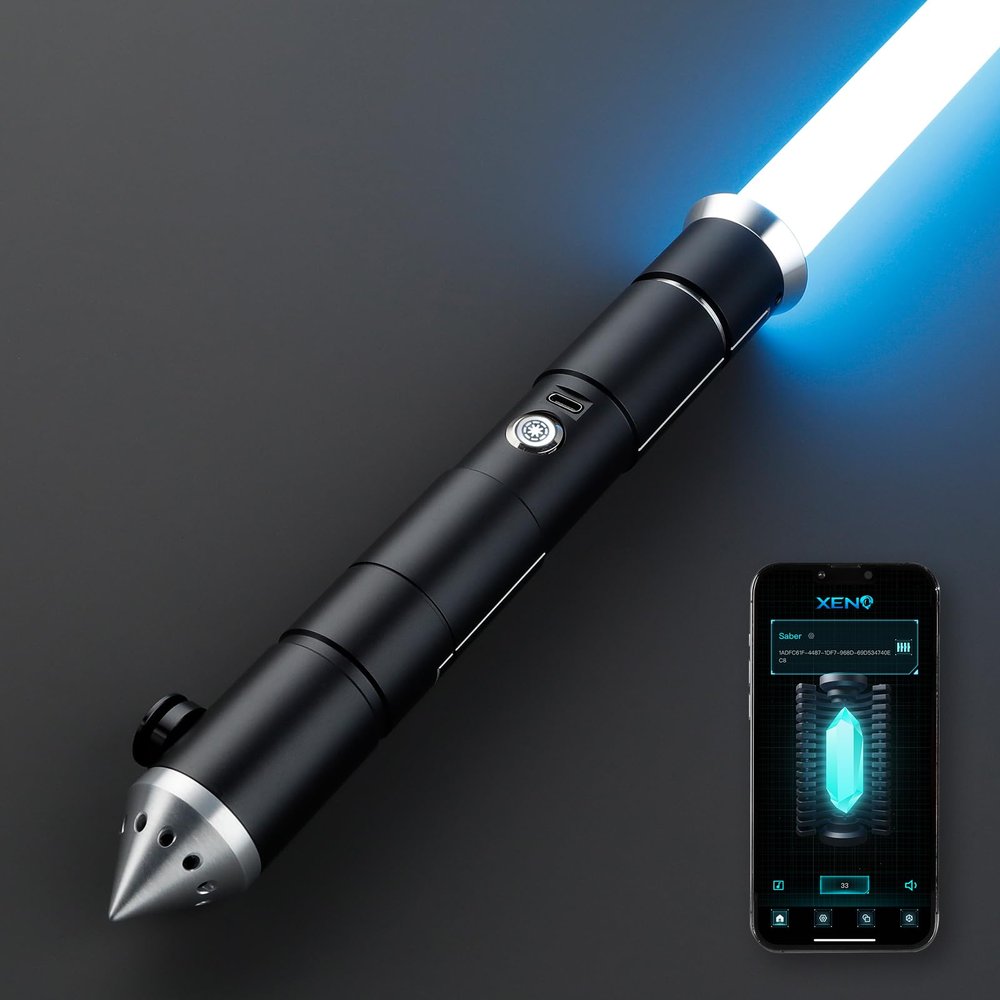 DAMIENSABER Upgrade Xenopixel 3.0 Light Saber, 34 Sound Fonts Sensitive Motion Control Light Sabers, Smooth Swing Heavy Dueling Light Saber with Infinite Color Changing for Adults Metal Hilt