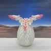 Crystal Winged Dragon with Egg, Articulated Dragon with Wings, 3D Printed White and Pink Crystal Dragon, Fidget Stress Relief Toy Fidget ADHD Autism Toy CW002WP view 3