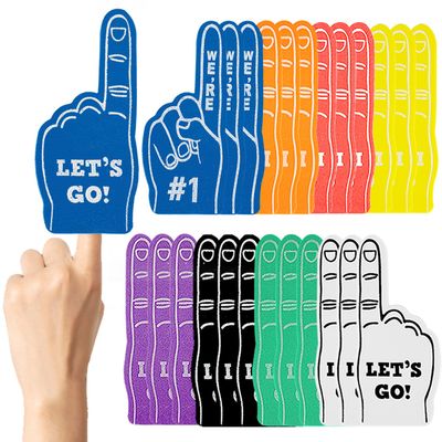 24 Pcs Mini Foam Fingers, We're #1 Sport Fan Foam Finger for Sports Hand Themed Party, Foam Hand Fingers Cheerleader Gifts for Basketball Baseball Soccer Football Sporting Event (8 Colors)