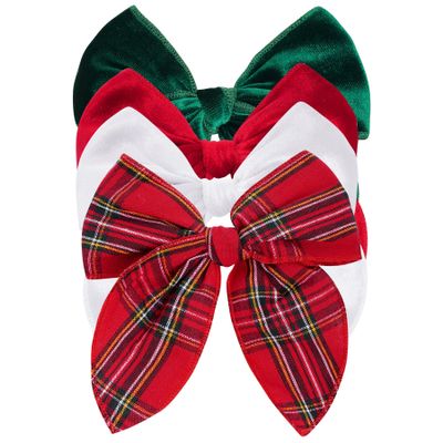 JTYKUYR 4 Pcs Christmas Fable Hair Bows Velvet Plaid Bow Hair Clips Hair Accessories for Little Girls and Moms (4 Pack Christmas Fable Bow)