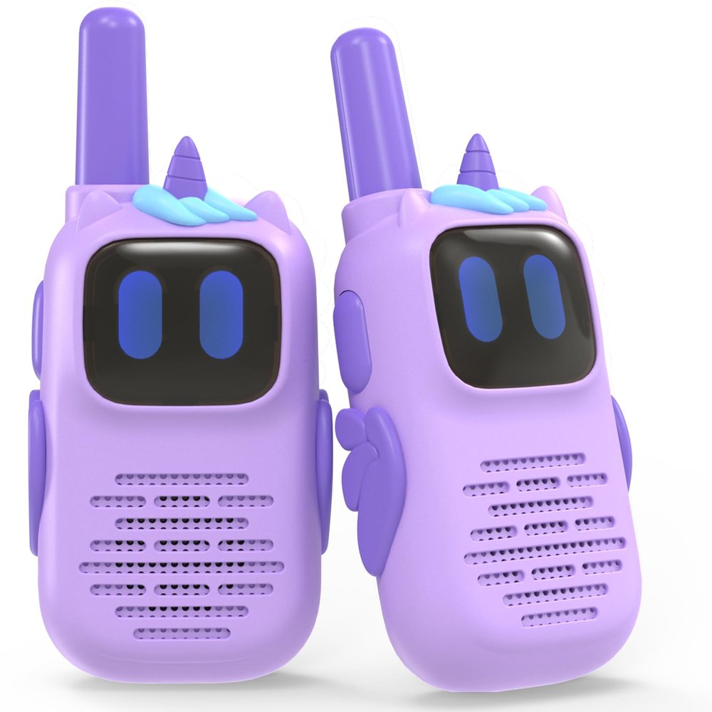 Holiky Purple Walkie Talkies with Silicone Cover, Toys for 3-4 Year Old Girls Boys, Kids Walkie Talkies 1000FT Range 2 Way RadioToy Christmas Birthday Gifts for 6-10 Year Old Girls Boys