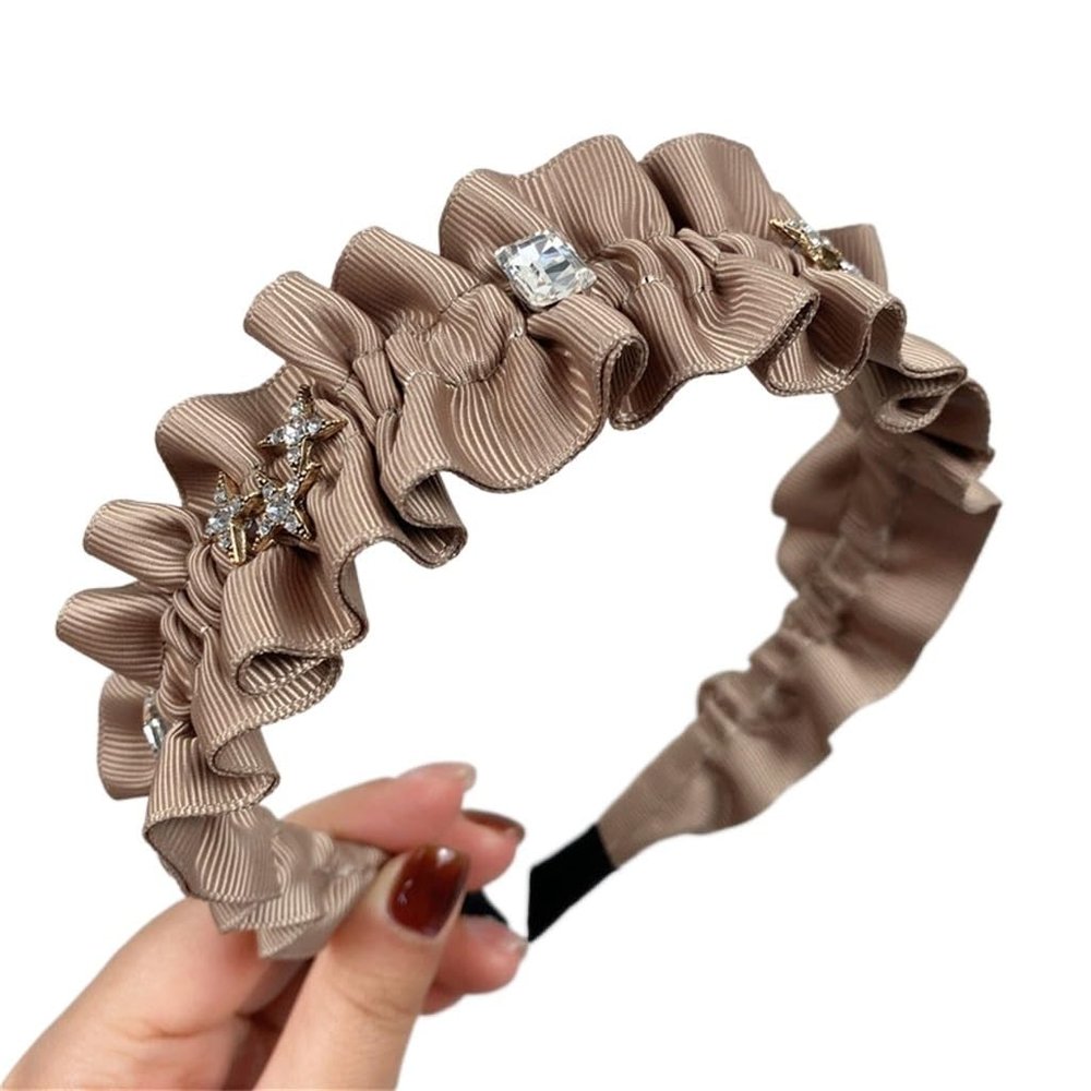GENVQdf Headbands Women Headband hair decorations,hairband, headband, Fabric ruffled rhinestone hair bands for women sweet pressure hairpin headband hair accessories 1pcs