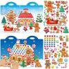 100 Christmas Gingerbread House 3D Puffy Sticker Activity Book for Toddlers Kids Reusable Christmas Stickers Gingerbread House Xmas Craft Winter Holiday Window Decals Ages 4+ Gifts Toys Supplies Favor view 1