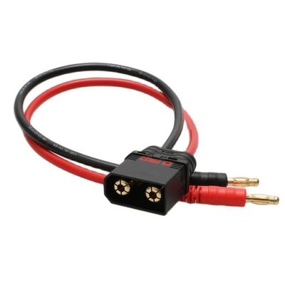 1PCS Battery Charger Cable Adapter QS8-S Male Plug to 4.0mm Bullet Banana Connector with 12AWG Silicone Wire for RC Drone Parts(Black Male)