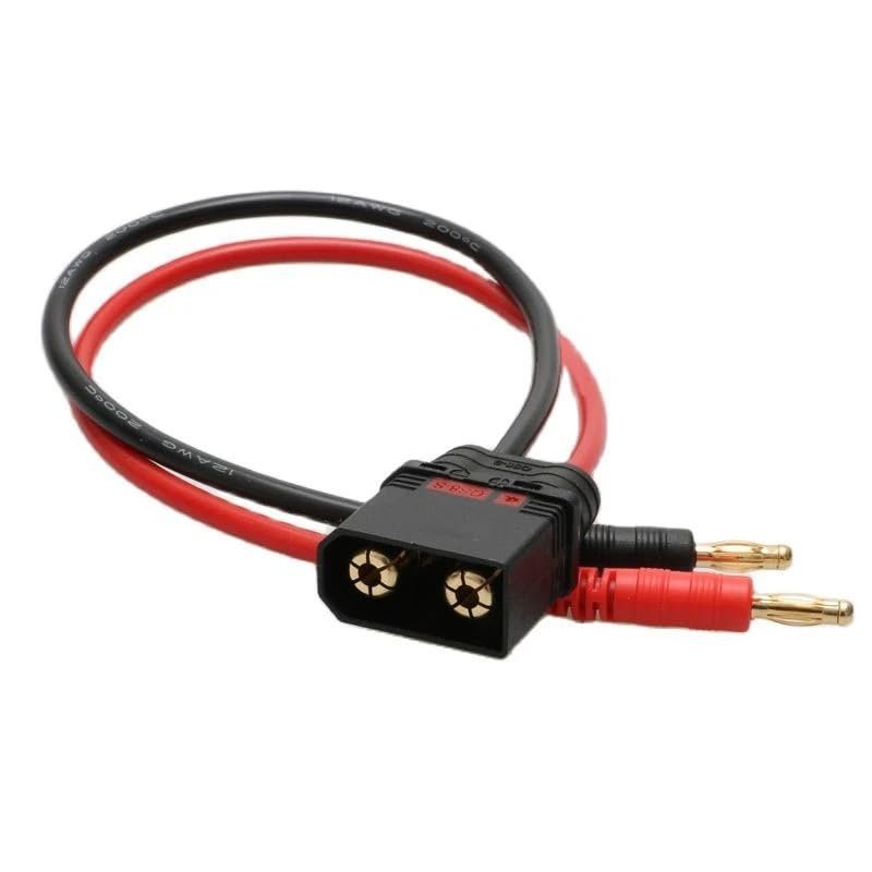 1PCS Battery Charger Cable Adapter QS8-S Male Plug to 4.0mm Bullet Banana Connector with 12AWG Silicone Wire for RC Drone Parts(Black Male)