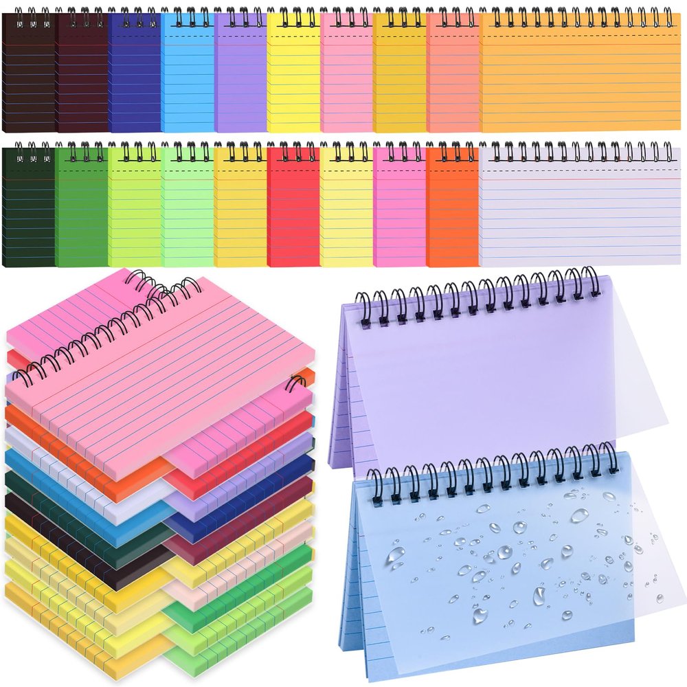 1000 PCS Colorful Spiral Index Cards 4x6 Inch Flash Cards with Ring Lined Note Card Book Flashcards, Colored Ruled Card Pad Index Note Books 4 x 6 Notecards for Studying School Supply College Office