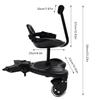 Universal Stroller Board 2 in 1 Children Rider Stroller Attachment w/Saddle Seat, Buggy Board Wheeled Pushchair Stroller w/Standing Platform & Universal Wheel, Holds Children Up to 55lbs view 3