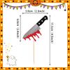 24 PCS Halloween Knife Cupcake Toppers Horror Blood Knife Cupcake Picks Have a Killer Birthday Cupcake Decorations for Halloween Bloody Knife Theme Birthday Party Cake Decorations Supplies view 2