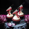 24 PCS Halloween Knife Cupcake Toppers Horror Blood Knife Cupcake Picks Have a Killer Birthday Cupcake Decorations for Halloween Bloody Knife Theme Birthday Party Cake Decorations Supplies view 4