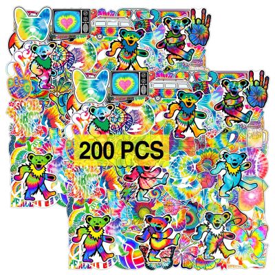 Babymiu Tie Dye Rainbow Hippie Psychedelic Stickers200 Pcs Cool Hippie Vinyl Decals Gifts Merch Gifts Party Supplies for Water Bottles Skateboard Luggage Scrapbook Kids Teens Adult