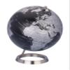 TROIKA Globe 23.5 DEGREES matt globe black seas & silver-coloured land areas  25 genuine map relief chrome-plated metal base in brushed look, soft felt base view 3