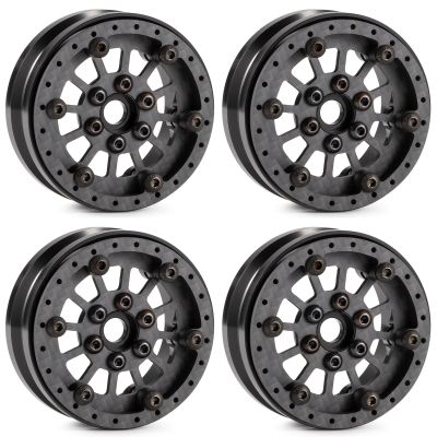 1.9 Inch Beadlock Wheels Rim with Adjustable Offset Ultra Lightweight Carbon Aluminum for 1/10 RC Rock Crawler Element RC Enduro Capra Dlux TGH Gspeed LCG Chassis Comp Builds (Type A)