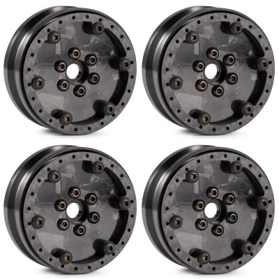 1.9 Inch Beadlock Wheels Rim with Adjustable Offset Ultra Lightweight Carbon Aluminum for 1/10 RC Rock Crawler Element RC Enduro Capra Dlux TGH Gspeed LCG Chassis Comp Builds (Type C)