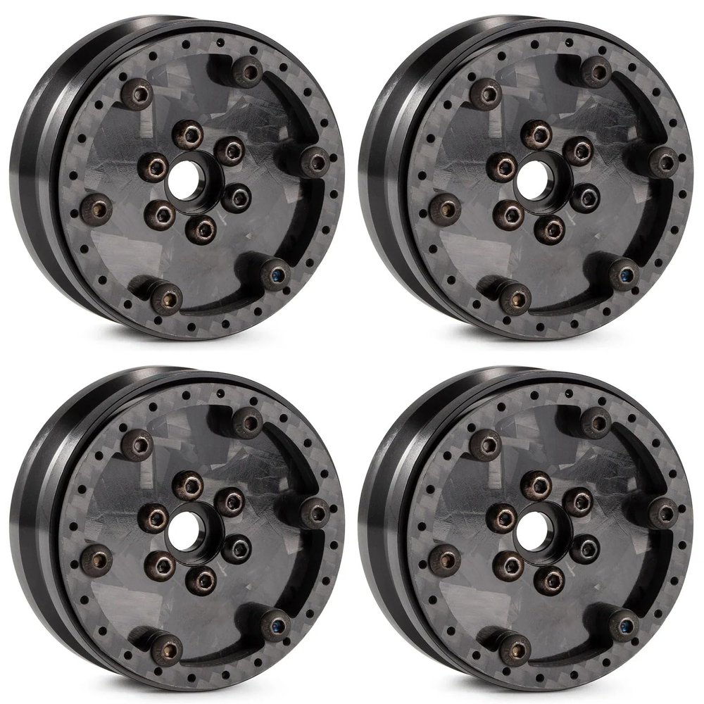 1.9 Inch Beadlock Wheels Rim with Adjustable Offset Ultra Lightweight Carbon Aluminum for 1/10 RC Rock Crawler Element RC Enduro Capra Dlux TGH Gspeed LCG Chassis Comp Builds (Type C)