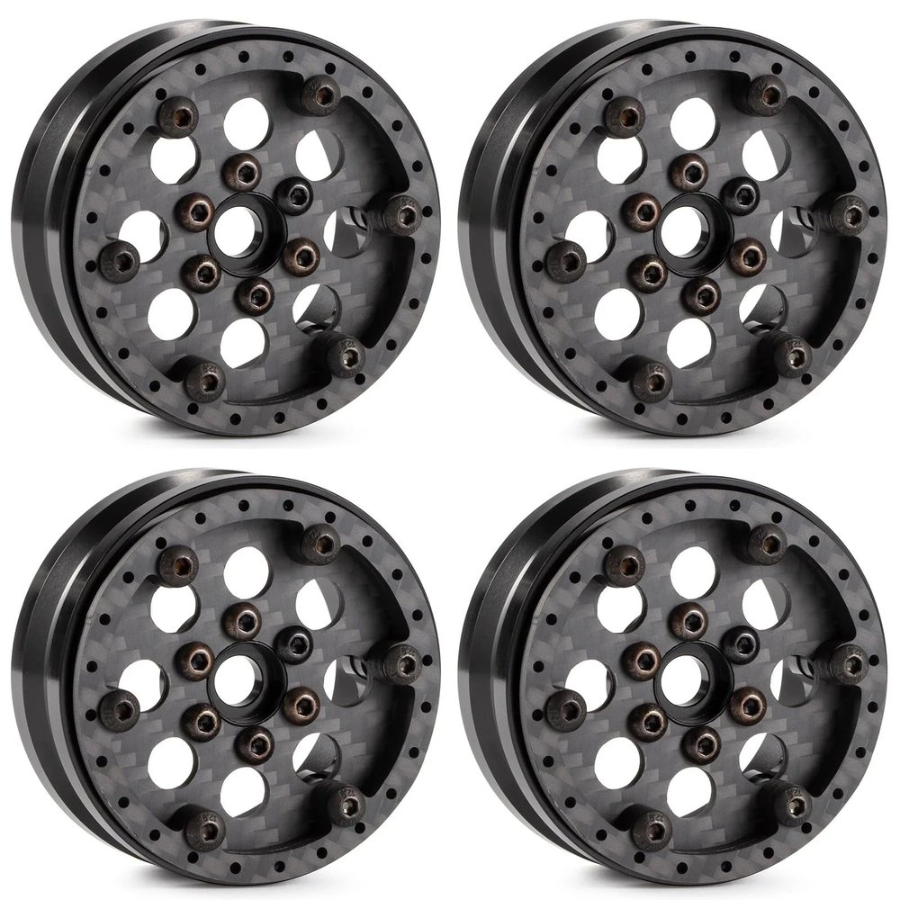 1.9 Inch Beadlock Wheels Rim with Adjustable Offset Ultra Lightweight Carbon Aluminum for 1/10 RC Rock Crawler Element RC Enduro Capra Dlux TGH Gspeed LCG Chassis Comp Builds (Type B)