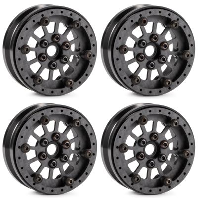 CobraCrawler Ultra Lightweight Carbon Aluminum 1.9 Beadlock Wheels Adjustable Offset for 1/10 RC Crawler SCX10 Capra TRX4 VS4-10 H10 Optic (A1)