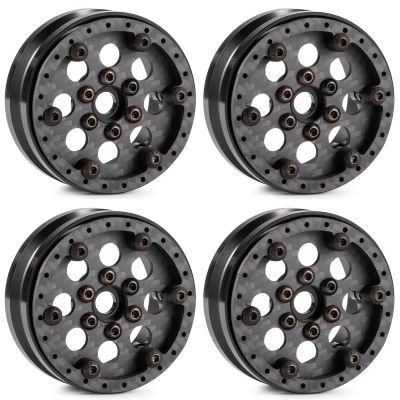 CobraCrawler Ultra Lightweight Carbon Aluminum 1.9 Beadlock Wheels Adjustable Offset for 1/10 RC Crawler SCX10 Capra TRX4 VS4-10 H10 Optic (B1)