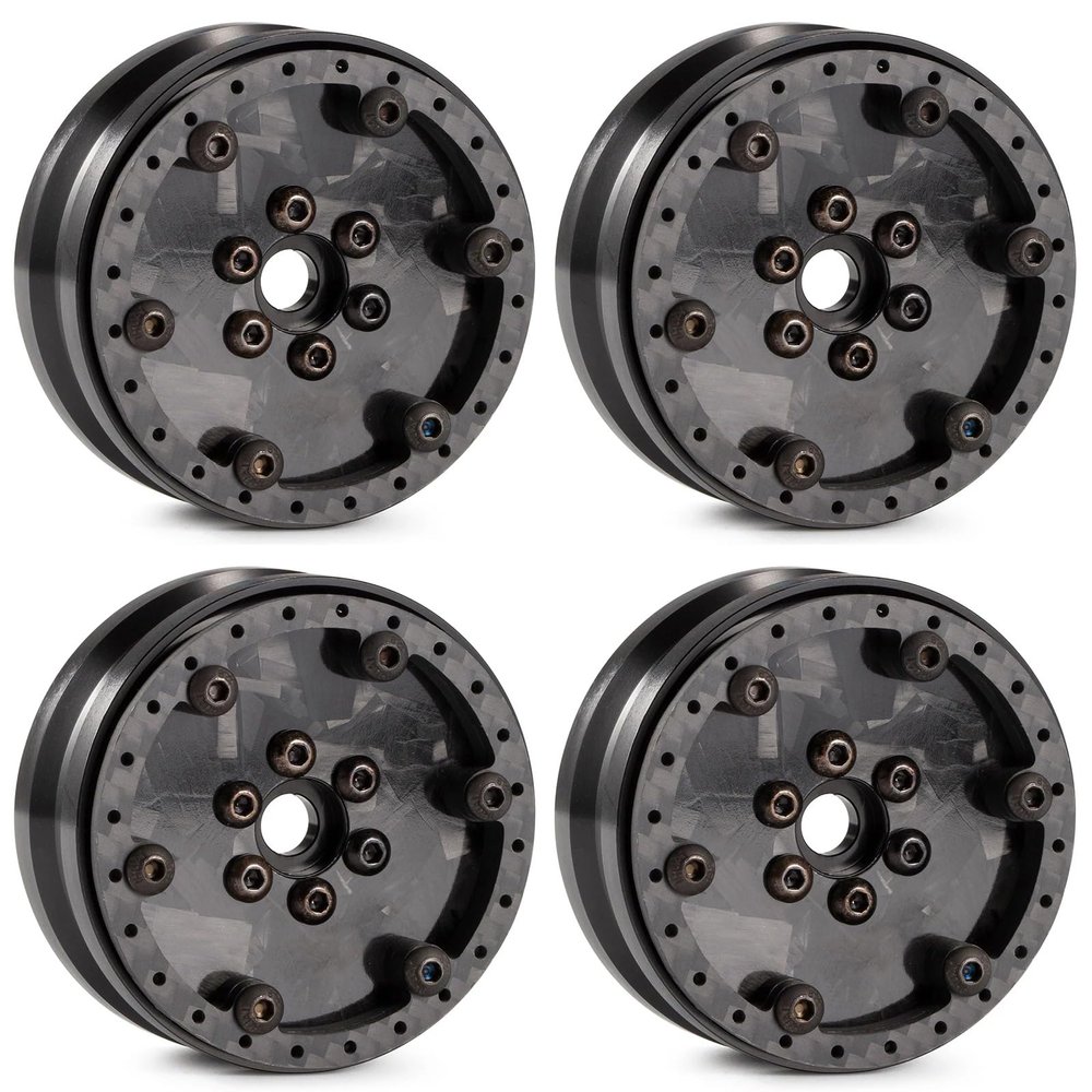 CobraCrawler Ultra Lightweight Carbon Aluminum 1.9 Beadlock Wheels Adjustable Offset for 1/10 RC Crawler SCX10 Capra TRX4 VS4-10 H10 Optic (C)