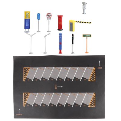 Amagogo 12 Pieces Parking Lot Model Set 1/64 Scale Simulation Display Car Garage Diorama Layout Nonwoven Cloth PP Material Suitable for Desktop Play, Style C