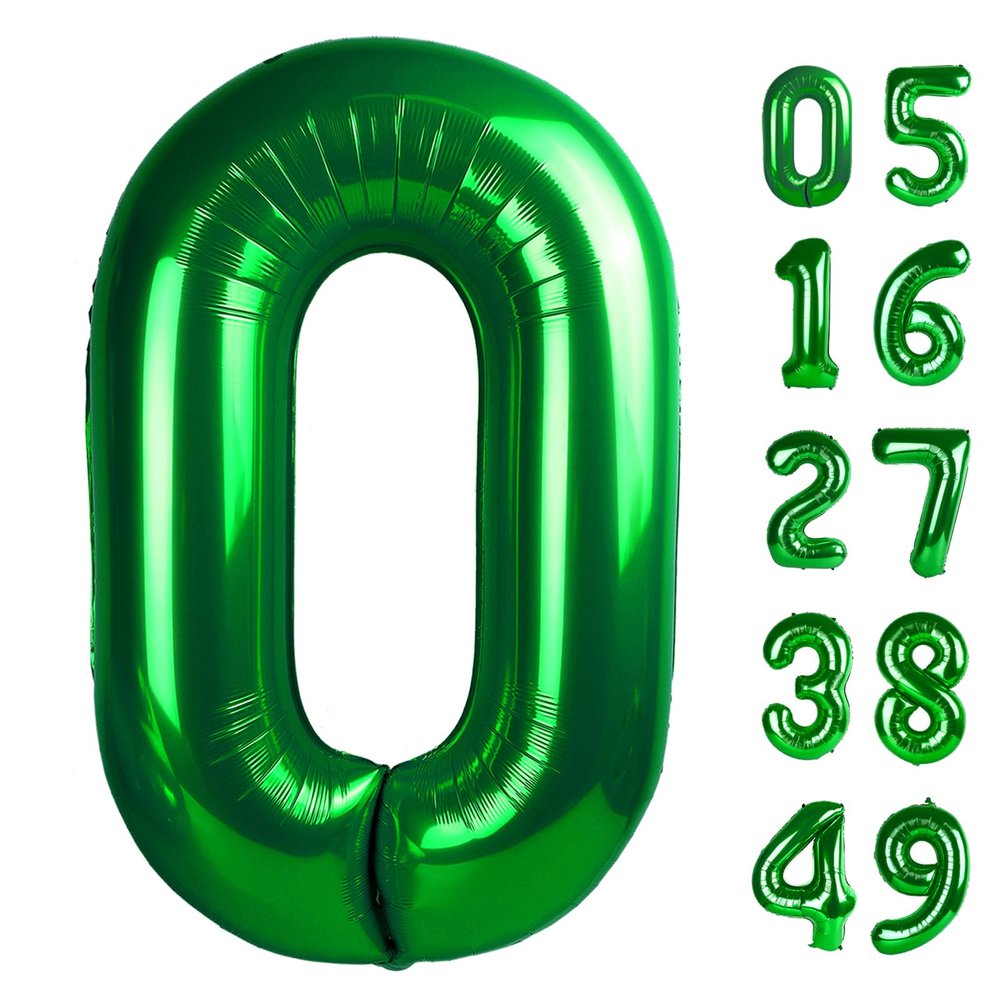 Green Helium Number Balloon 40 Inch, Giant Foil Green Number 0 Birthday Balloons, Large Numbers 10 20 30 40 50 60 70 80 90 100 2025, Party Celebration Supplies Decorations