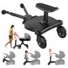 Universal Stroller Board with Detachable Seat, 2-in-1 Stroller Ride-On Board for Toddler, Fits Most Stroller Brands, Sit and Stand Stroller Attachment, Holds Up to 55 lbs for Kids Ages 3-7 view 1