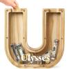 Bemaystar Personalized Piggy Bank for Kids: Customized Name Letter, Wooden Money Bank for Boys & Girls, Birthday view 1