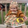 0-3 Months Baby Girl Thanksgiving Clothes Dress Set Infant Girls Turkey Outfit Plaid view 3