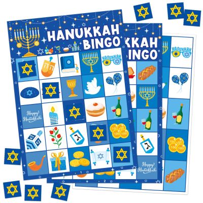 CANIFORTUNE 24 Players Happy Hanukkah Bingo Game Cards Menorah Bingo Game Hanukkah Party Games Hanukkah Gifts Party Favors Chanukah Party Decorations