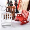 1 Pc Dollhouse Retro European Wooden Rocking Chair Mini Christmas Decoration Accessories (Red) view 2