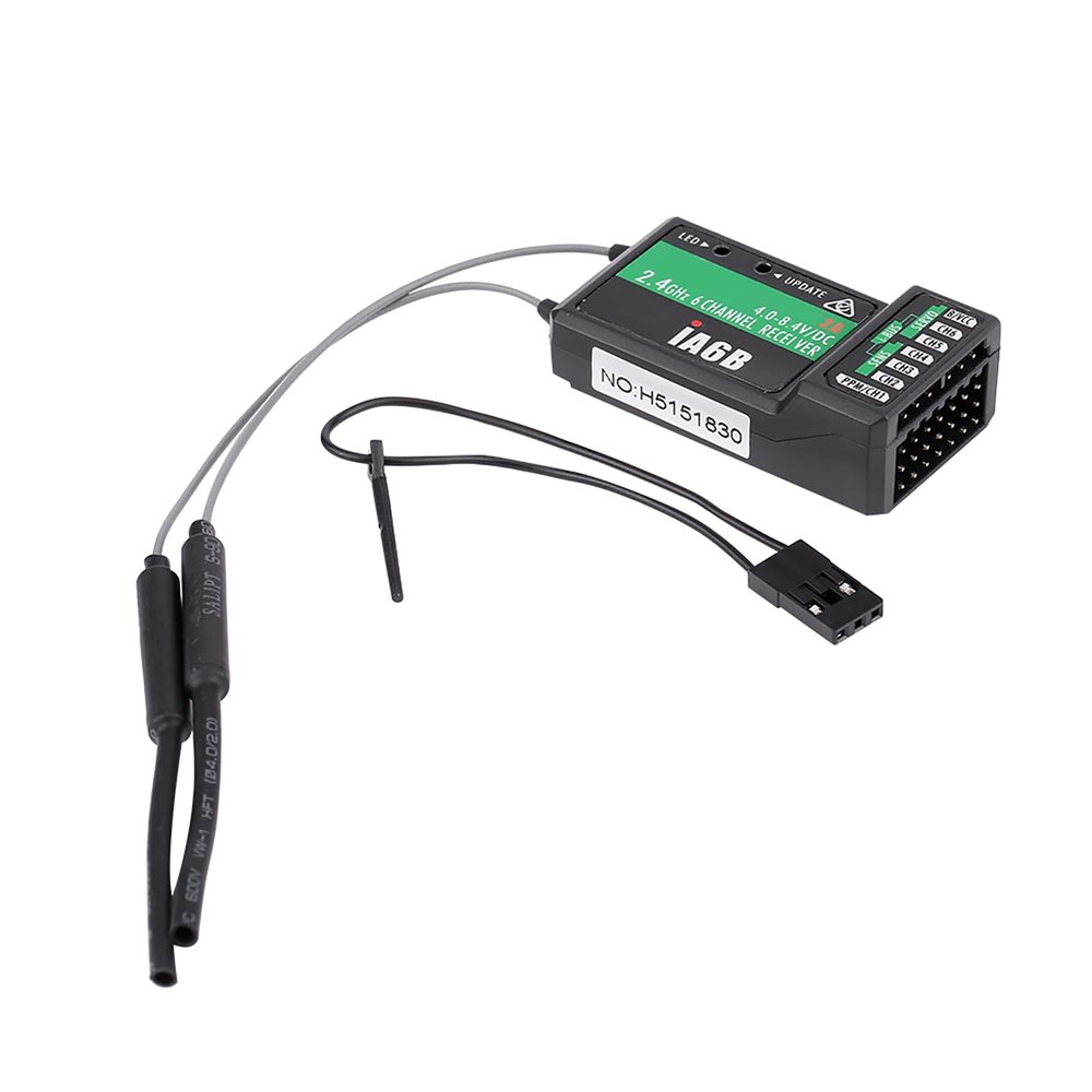 equlup RC Receiver, Plastic 2.4GHz Receiver Black 6CH Receiver FS IA6B RC Receiver IA6B PPM for FS I6X FS I6S I8 RC Transmitter
