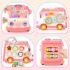 AmiDear Baby Gift for 1-2 Year Old Girl, 10-in-1 Montessori Toys Bus for Baby 6-12-18 Months+, Educational Musical Sensory Learning Toddler Toys Age 1-2, First Christmas and Birthday Gifts Pink view 3
